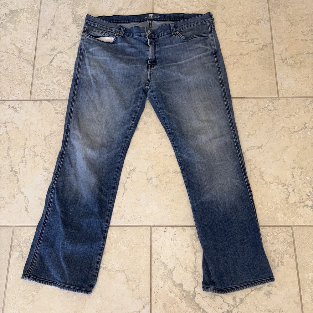 7 Seven For All Mankind Mens Jeans Blue Logo Denim Button Fly 40X30